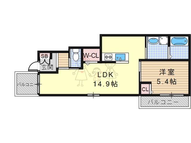 MICHI`SHEIM(1LDK/1階)の間取り写真