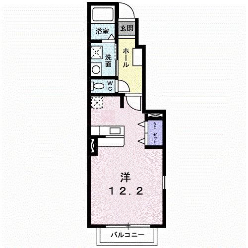 ブルック(ワンルーム/1階)の間取り写真