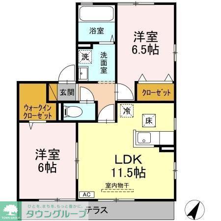 リビングタウンみずきA・B・C(2LDK/1階)の間取り写真