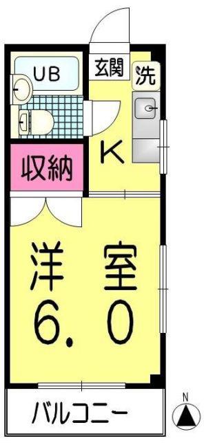 KハイツII(1K/2階)の間取り写真