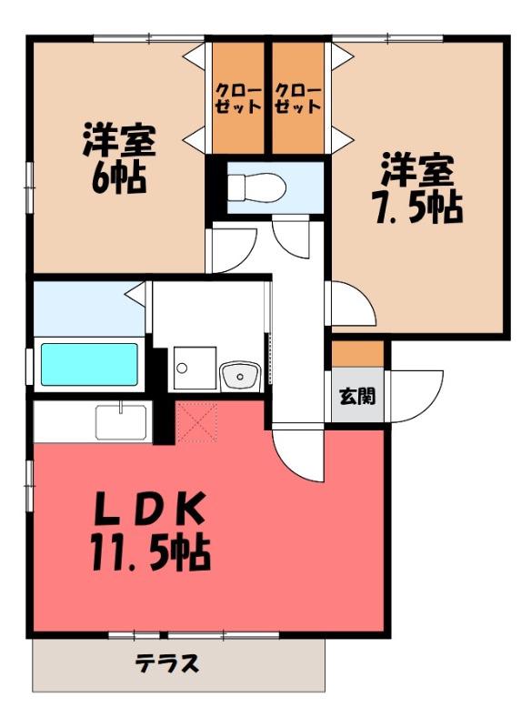 リビングタウン双葉A(2LDK/1階)の間取り写真