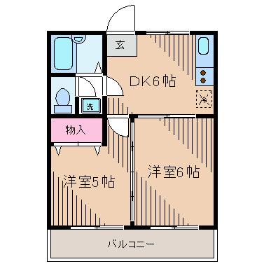 西山第11ビルエルム大倉山(2DK/2階)の間取り写真