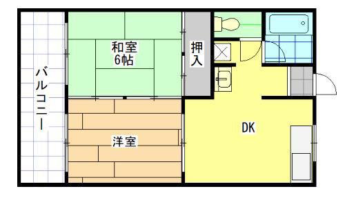 コーポ佐野(2DK/2階)の間取り写真