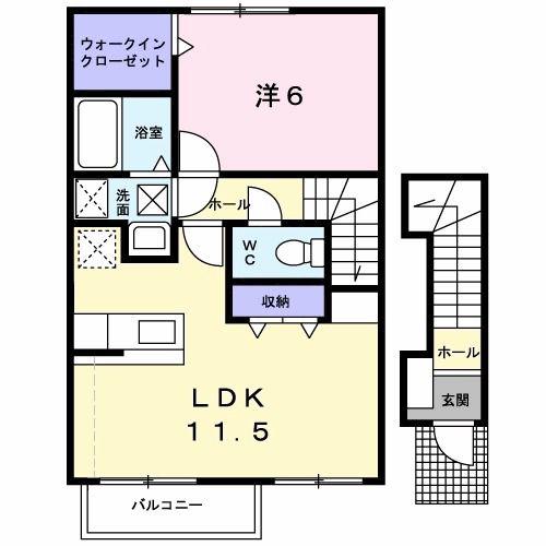 クラール(1LDK/2階)の間取り写真