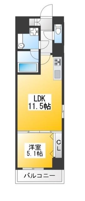 セントラル立川(1LDK/6階)の間取り写真