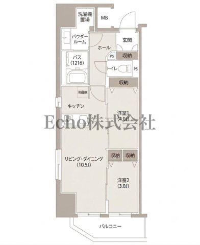 アーバネックス西本町(2LDK/7階)の間取り写真