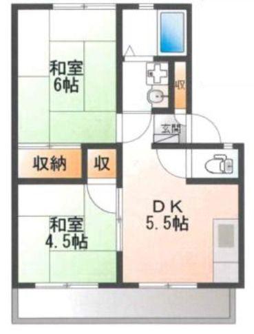 アーバン松陰(2DK/2階)の間取り写真