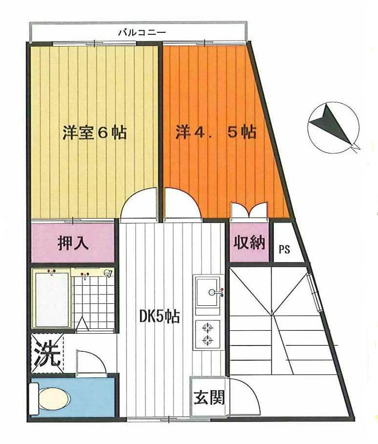 アンフィニー滝野川(2DK/2階)の間取り写真