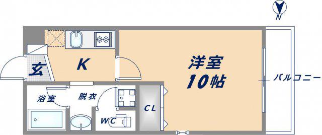 アリスコート菱屋西(1K/2階)の間取り写真