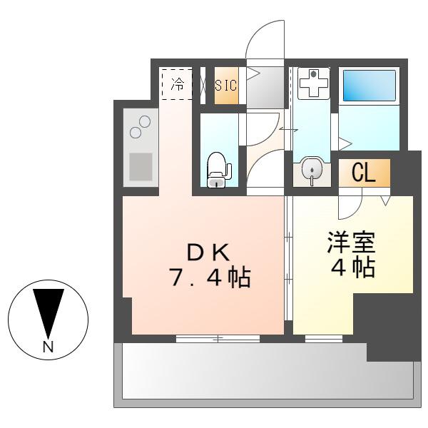 ザ・レジデンスパーク久屋大通(1DK/13階)の間取り写真