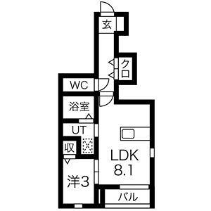 エムズファースト(1LDK/1階)の間取り写真