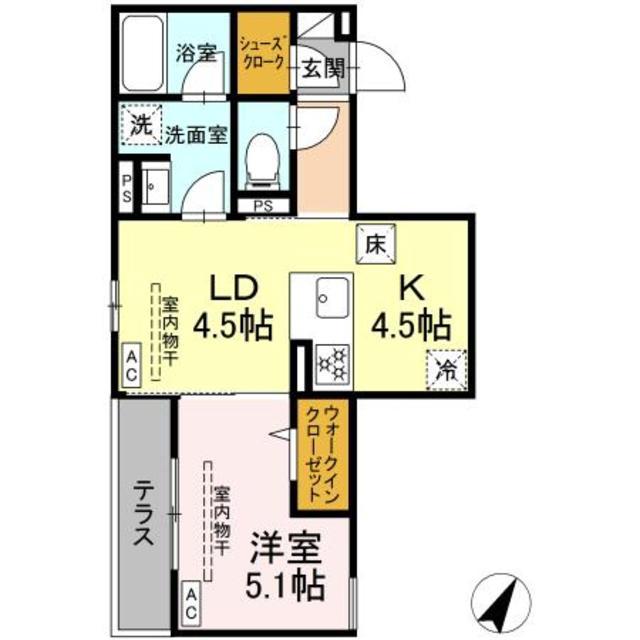 アリアリュクス(1LDK/2階)の間取り写真