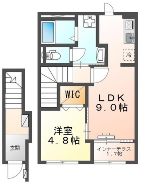フリージア R(1LDK/2階)の間取り写真