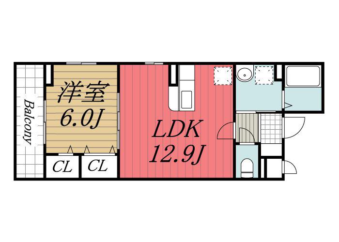 グランスクエア(1LDK/2階)の間取り写真