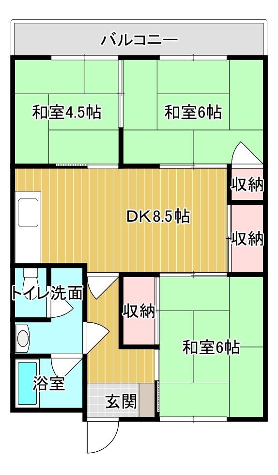 泰平ビルコーポ(3DK/2階)の間取り写真