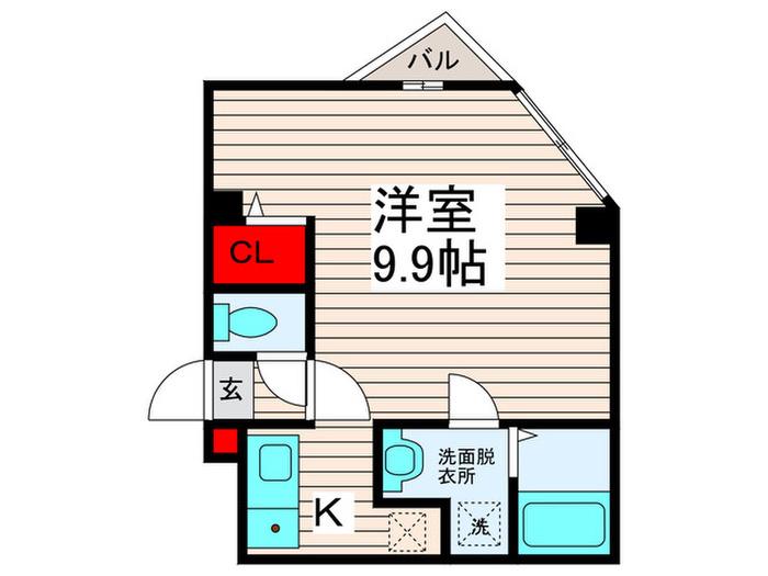 オプンティア大師前(1K/1階)の間取り写真