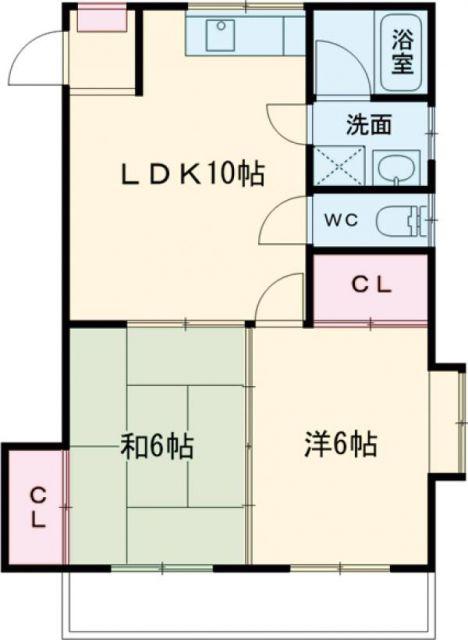 マミールIII(2LDK/1階)の間取り写真