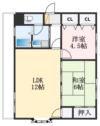 ステートリー羽衣(2LDK/4階)の間取り写真