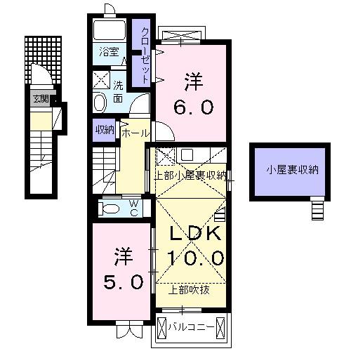 J スタジアム フロント(2LDK/2階)の間取り写真
