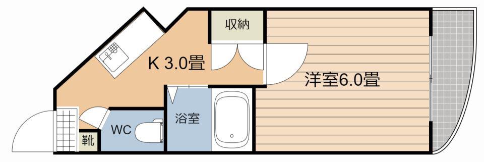 めまさビル(1K/2階)の間取り写真