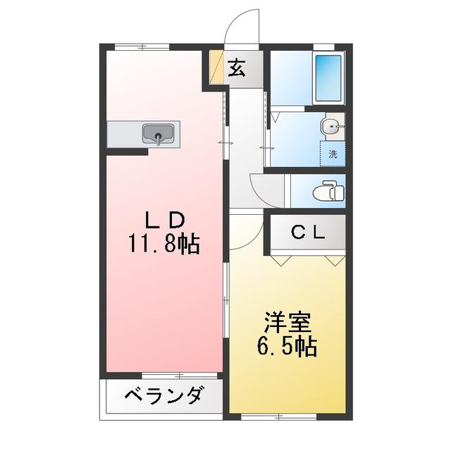 T-STYLE小川新町II(1LDK/1階)の間取り写真