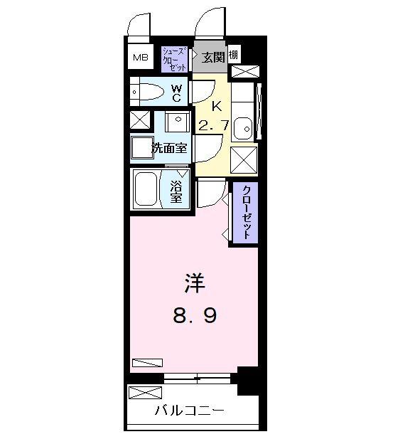ジャルダン(1K/1階)の間取り写真