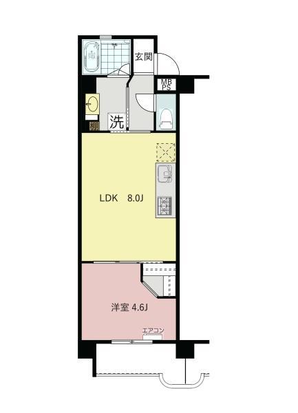 たまプラーザ 新石川3丁目マンション 田園ドミール(1DK/1階)の間取り写真