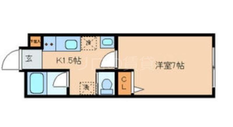 パルテール(1K/1階)の間取り写真