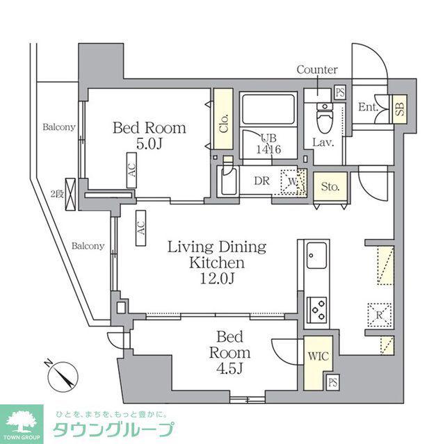 プライムガーデン大森(2LDK/4階)の間取り写真