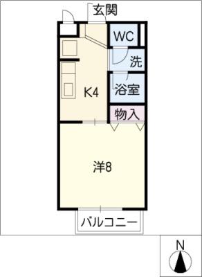 SURPLUSカメヤマA(1K/2階)の間取り写真