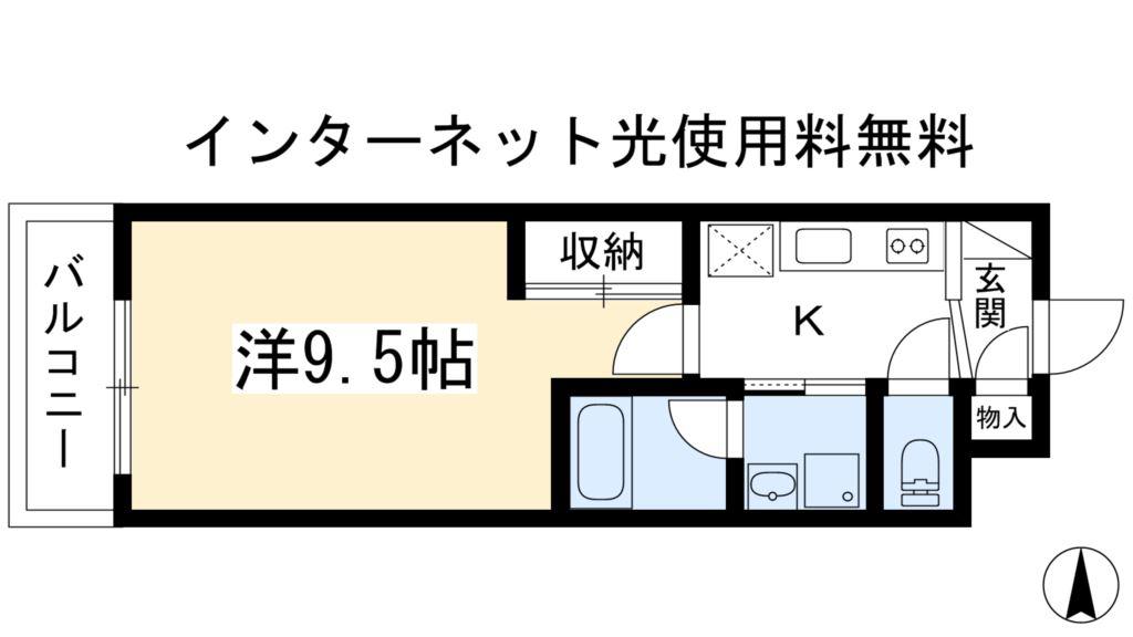 ギャラリア一乗寺(1K/3階)の間取り写真