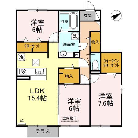 ドリームテュア/クレールシャト クレールシャト(3LDK/1階)の間取り写真