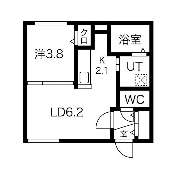 ENCORE南郷13(1LDK/2階)の間取り写真