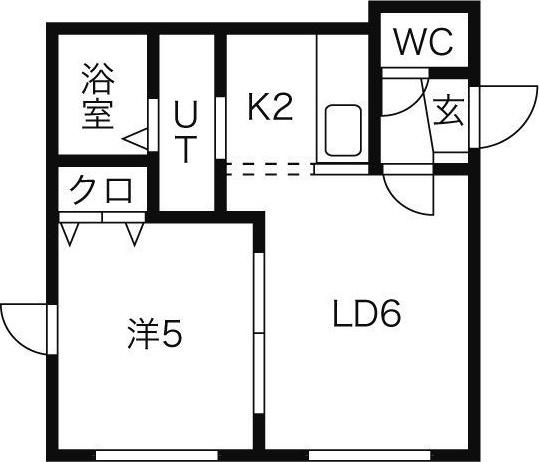 ブランノワール湖水(1DK/3階)の間取り写真