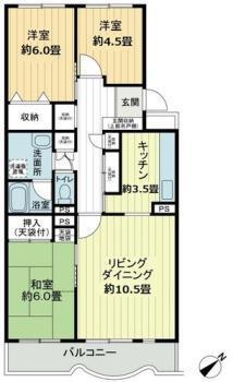 テレパレス日限山(3LDK/3階)の間取り写真