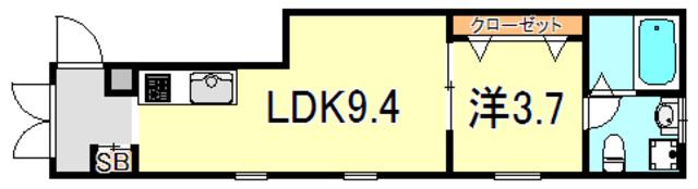 アメニティK(1LDK/2階)の間取り写真