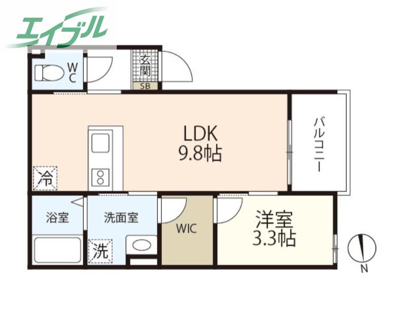 REGALE NANOKAICHI(1LDK/3階)の間取り写真