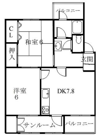 五位ノ池南ビル(2DK/4階)の間取り写真