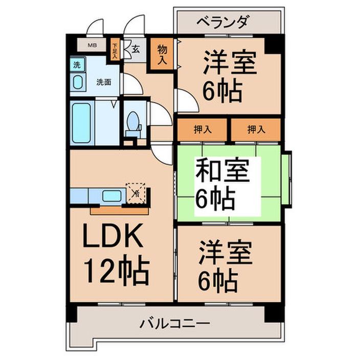 シェモワM(3LDK/4階)の間取り写真