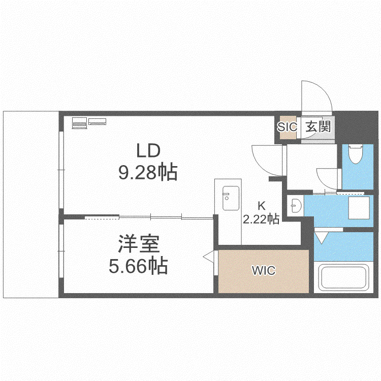 EFFECT北15条(1LDK/1階)の間取り写真
