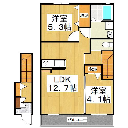 グランハイム(2LDK/2階)の間取り写真