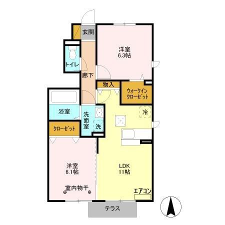 パーク・レジーナAB(2LDK/1階)の間取り写真