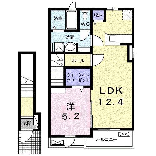 グリーンヒルズ セレノ(1LDK/2階)の間取り写真