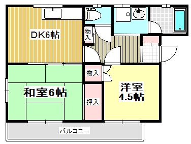 コンフォートハウス(2DK/4階)の間取り写真