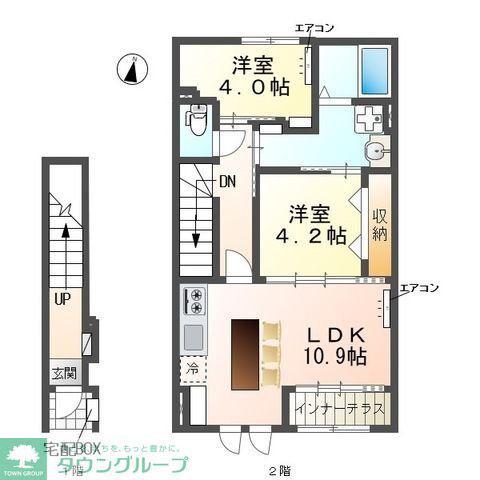 野々下1丁目アパート(2LDK/2階)の間取り写真