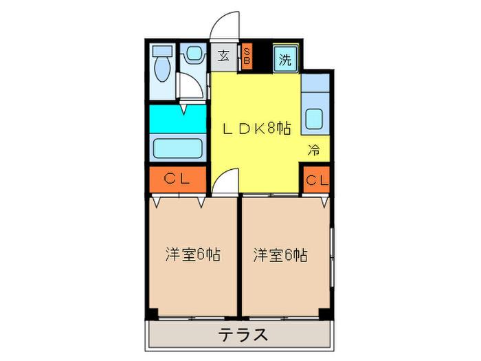 ヴィラセブン(2LDK/1階)の間取り写真