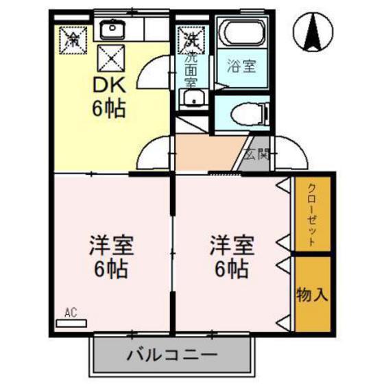 御料所ガーデン(2DK/1階)の間取り写真