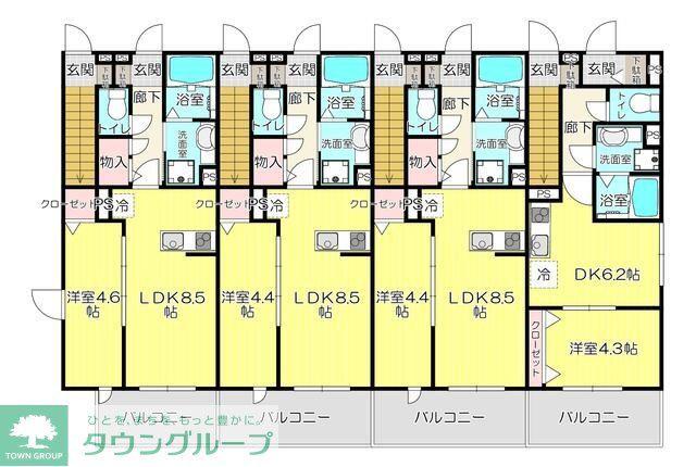 HILLS松山(1LDK/1階)の間取り写真