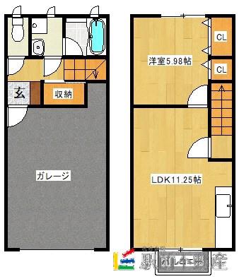 アウトリメッサ B棟(1LDK/1階)の間取り写真