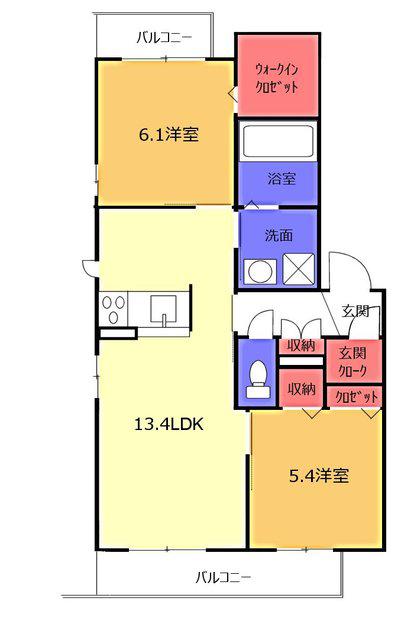 シャーメゾン モデルノ(2LDK/1階)の間取り写真